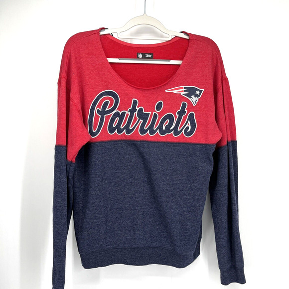 New England Patriots Sweatshirt Womens Medium Lightweight Scoop neck Heathered - Picture 1 of 7